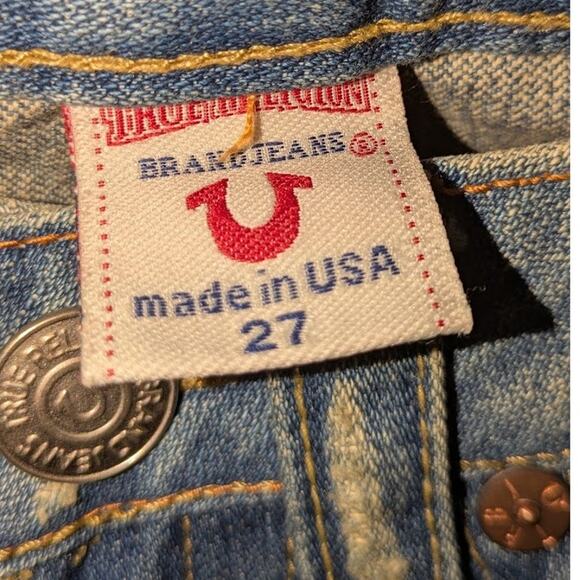 Y2K True Religion Womens 27  Med Wash Low Rise Boot Cut Jeans Indie Sleaze Retro - Picture 8 of 9